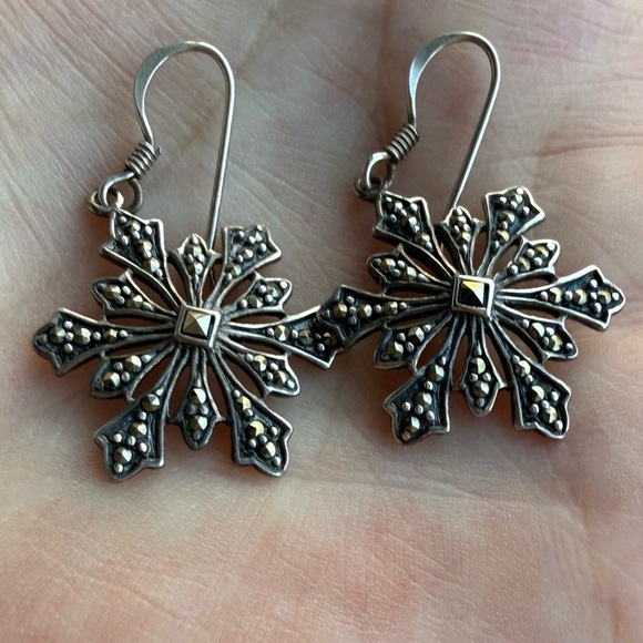 QVC Jewelry - Vintage QVC Sterling Silver Snowflake Earrings | 925 | Marcasite Style
